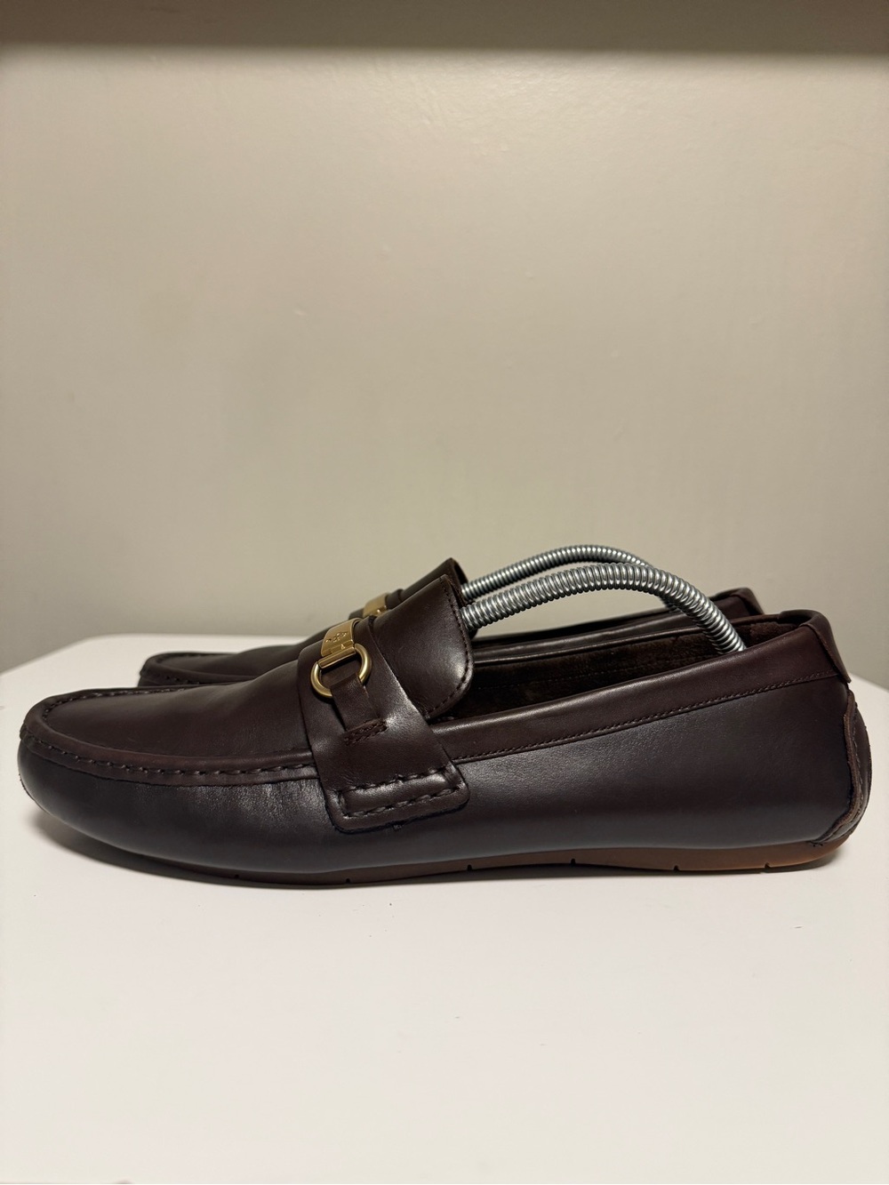 Cole Haan Somerset Brown Loafer Gold Horsebit Rubber Bottoms Men’s US 10.5 M